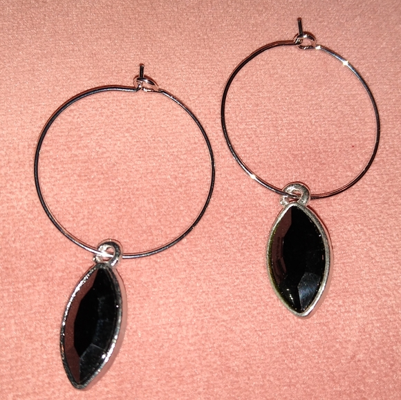 Light Green Marquis Rhinestone Silver Hoop CZ Crystal Dangle Earrings Hoops New - Picture 7 of 9